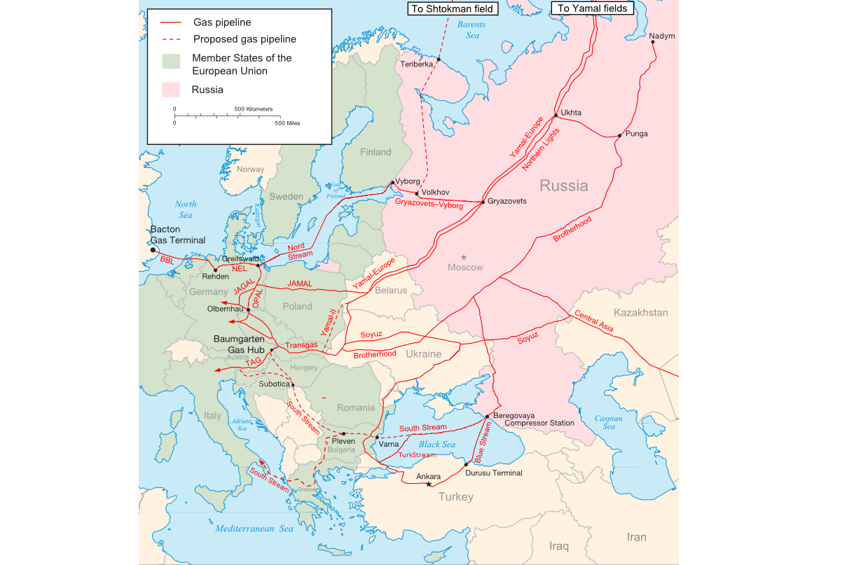 Russian gas lines to Europe